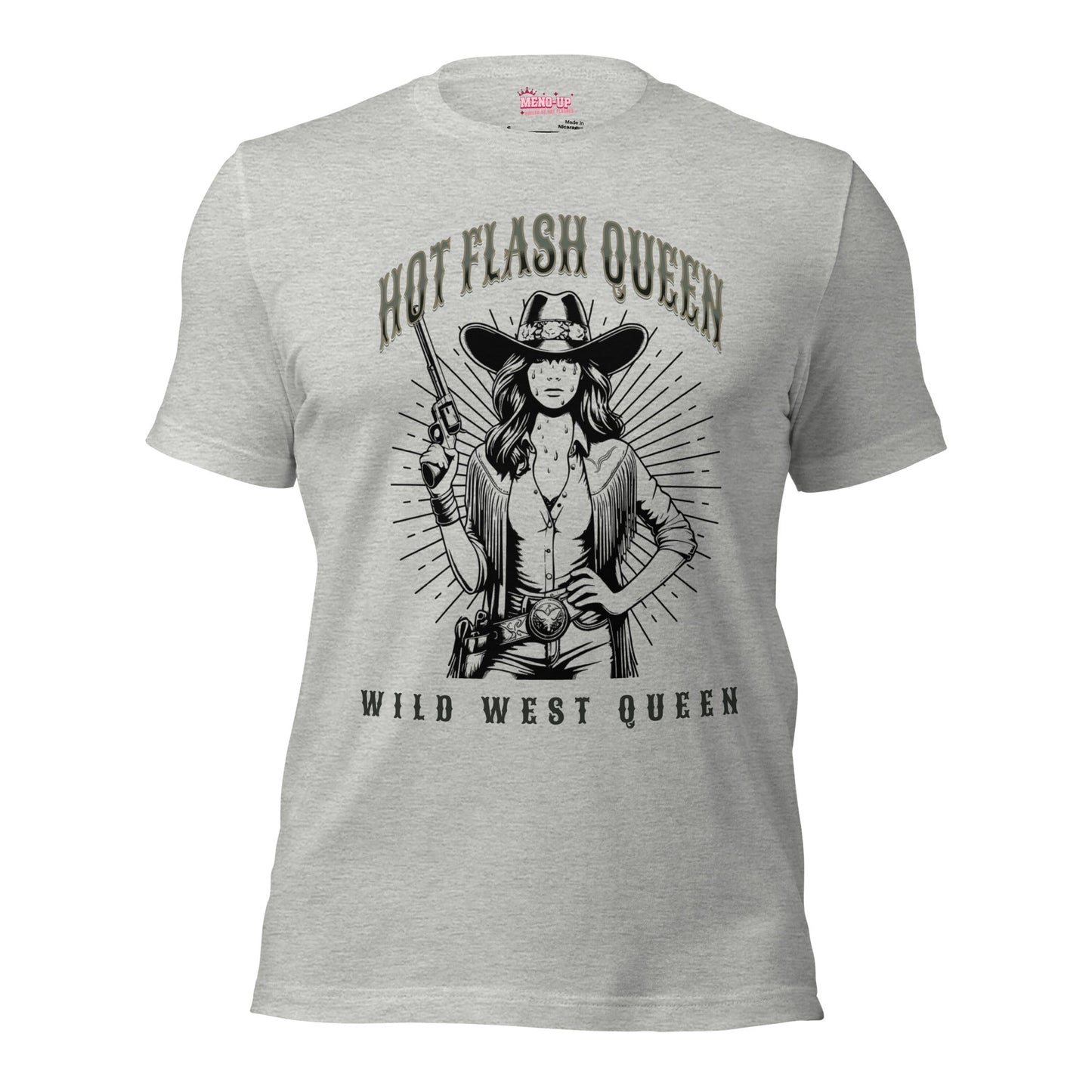 Meno-up Store T-SHIRT Athletic Heather / XS Hot flash queen Wild west - T-shirt
