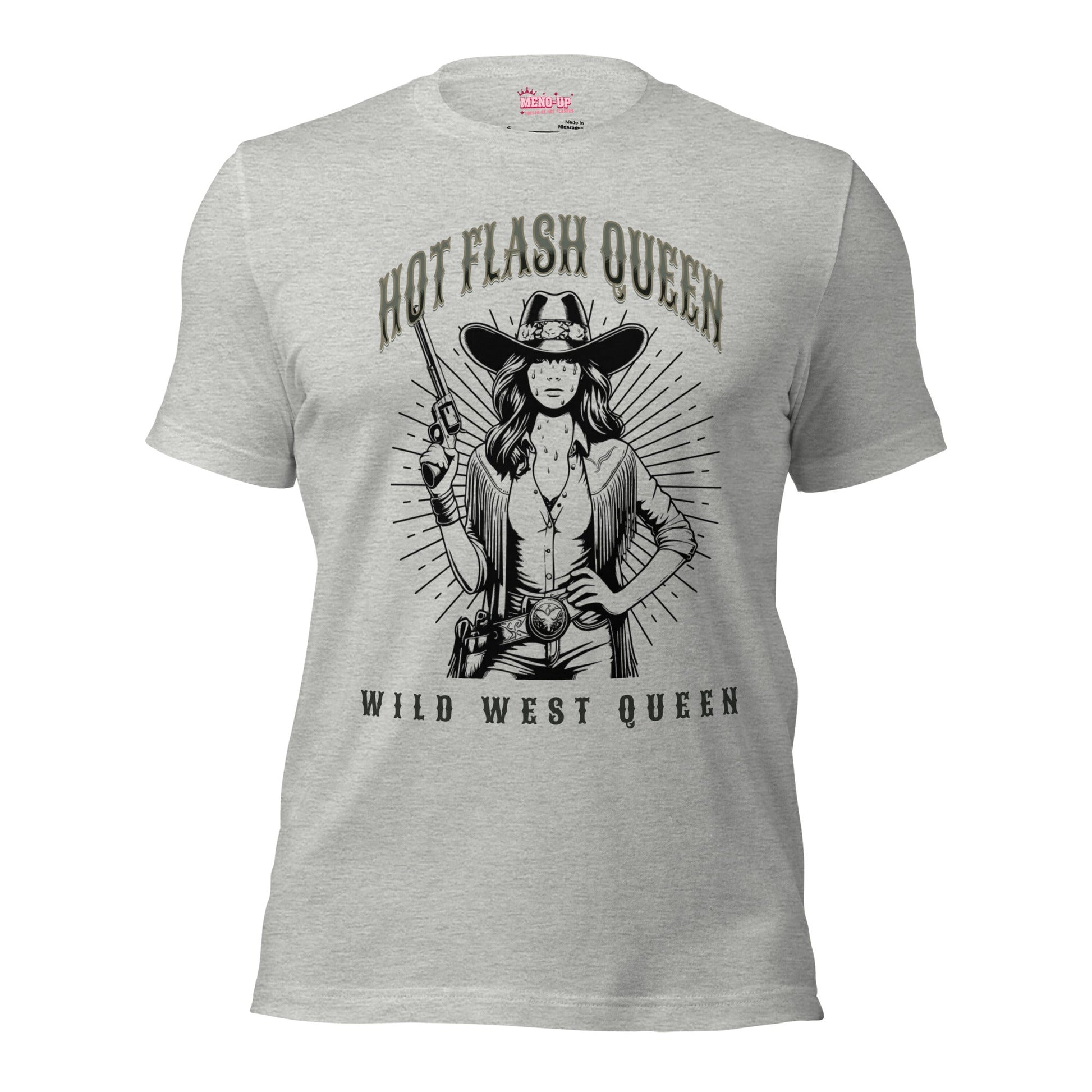 Meno-up Store T-SHIRT Athletic Heather / XS Hot flash queen Wild west - T-shirt