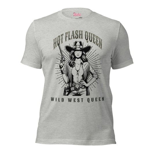Meno-up Store T-SHIRT Athletic Heather / XS Hot flash queen Wild west - T-shirt