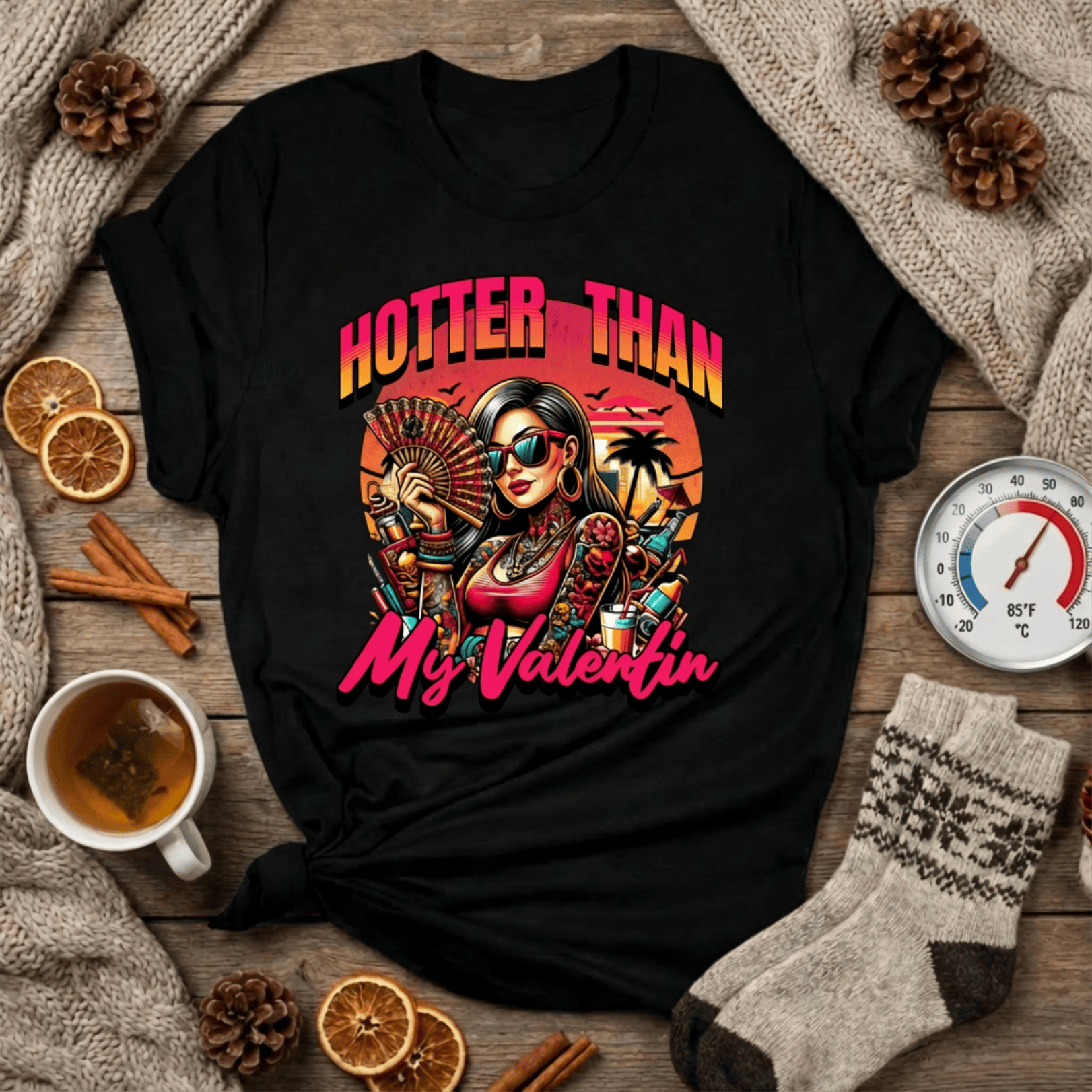 Meno-up Store T-SHIRT Black Heather / S Valentin's Edition - Hotter than my valentin Tee