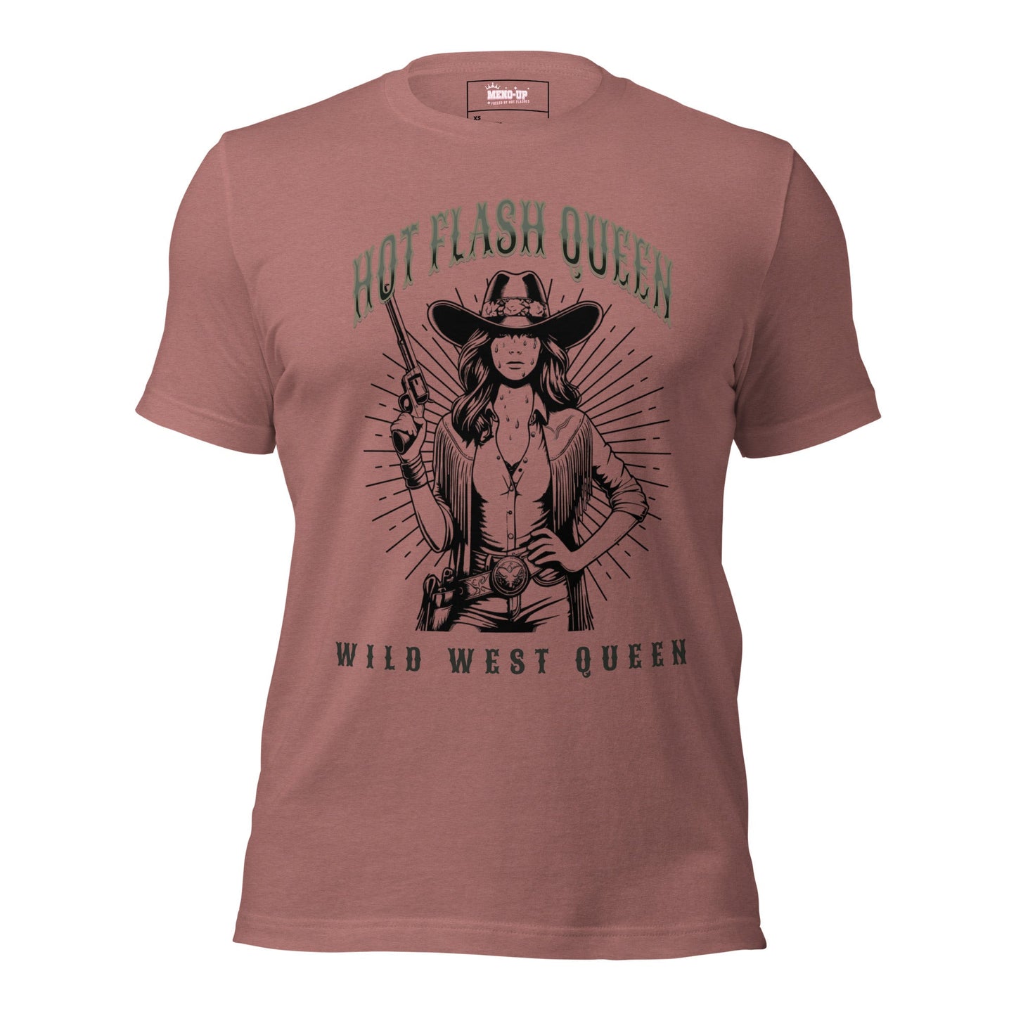 Meno-up Store T-SHIRT Heather Mauve / XS Hot flash queen Wild west - T-shirt
