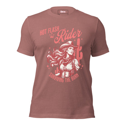 Meno-up Store T-SHIRT Heather Mauve / XS Hot Flash Rider - T-shirt