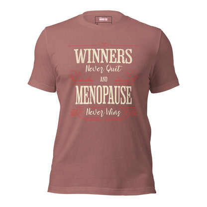 Meno-up Store T-SHIRT Heather Mauve / XS Winners never quit and menopause never wins - T-shirt