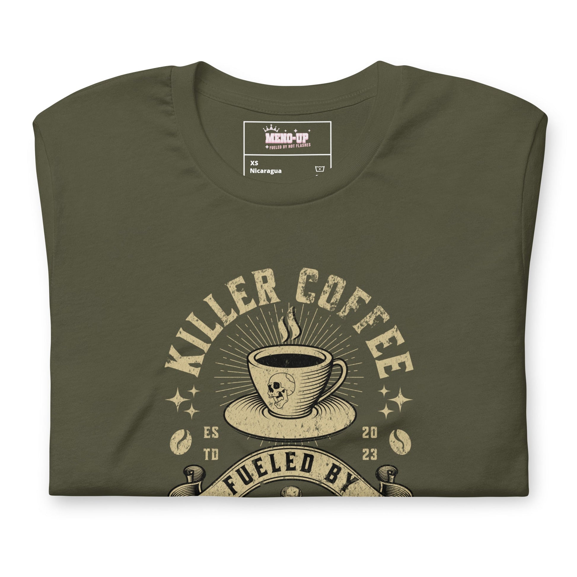 Meno-up Store T-SHIRT Killer coffe fueled by hot flashes - T-shirt