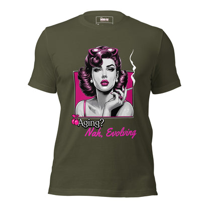 Meno-up Store T-SHIRT Military green / XS Aging? Nah Evolving