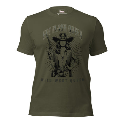 Meno-up Store T-SHIRT Military Green / XS Hot flash queen Wild west - T-shirt