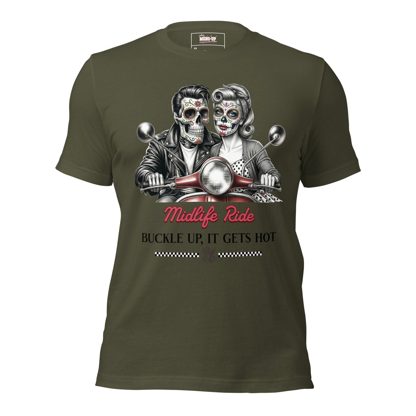 Meno-up Store T-SHIRT Military Green / XS Valentine's Edition - Midlife ride - T-shirt