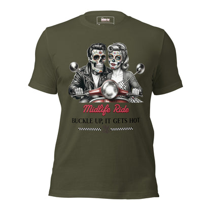 Meno-up Store T-SHIRT Military Green / XS Valentine's Edition - Midlife ride - T-shirt