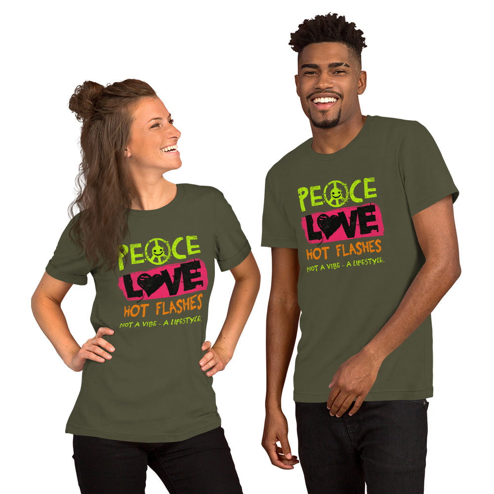 Meno-up Store T-SHIRT Peace Love Hot Flashes T-shirt