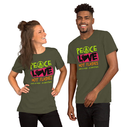 Meno-up Store T-SHIRT Peace Love Hot Flashes T-shirt