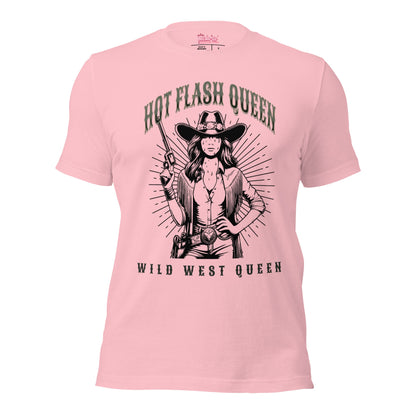 Meno-up Store T-SHIRT Pink / S Hot flash queen Wild west - T-shirt