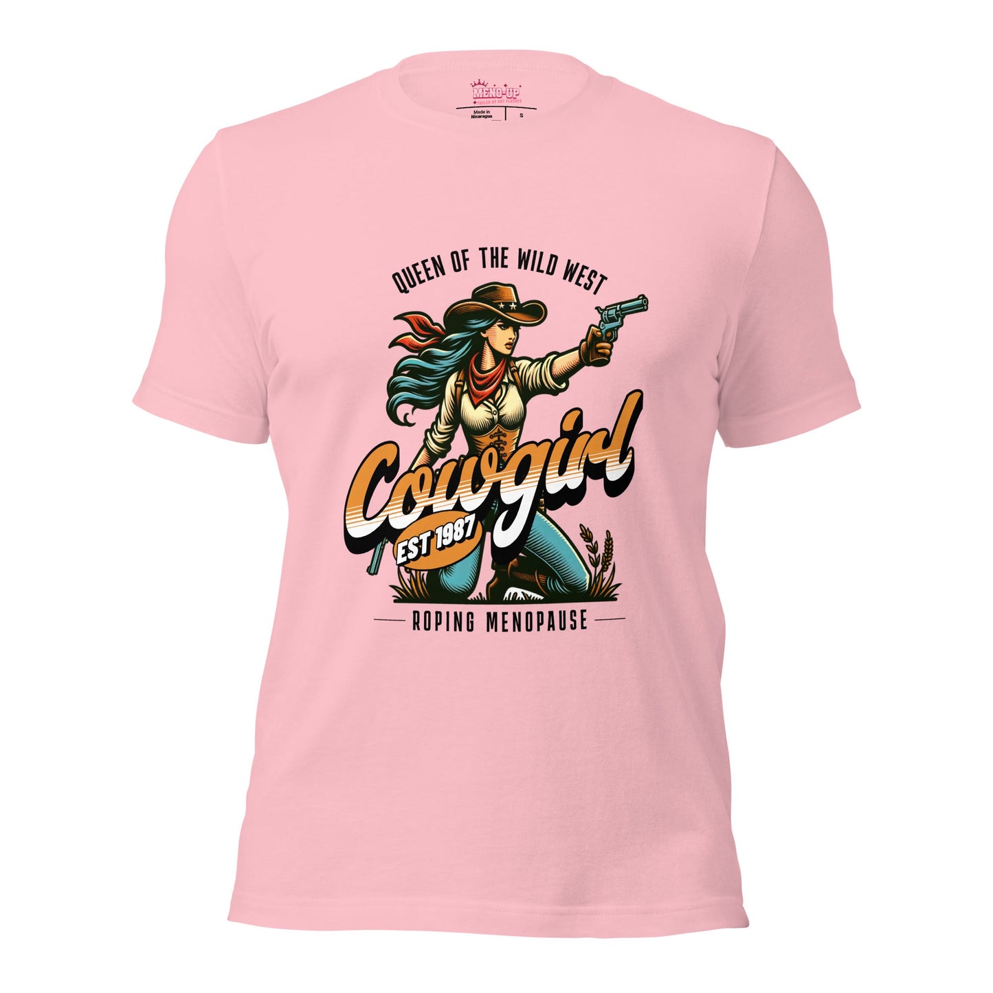 Meno-up Store T-SHIRT Pink / S Roping menopause wid west - T-shirt