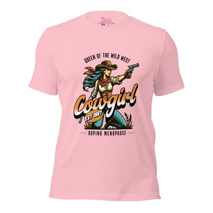 Meno-up Store T-SHIRT Pink / S Roping menopause wid west - T-shirt
