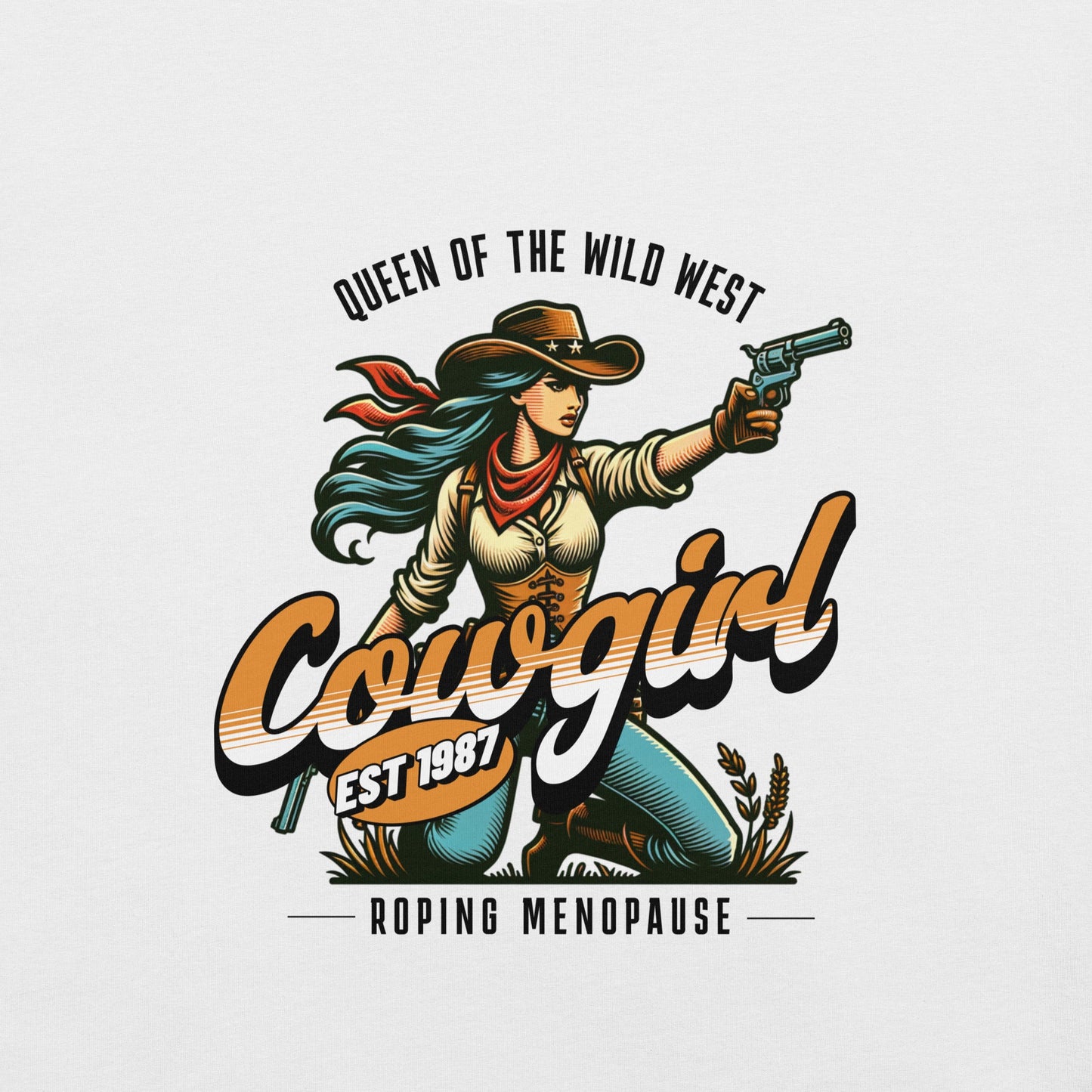 Meno-up Store T-SHIRT Roping menopause wid west - T-shirt