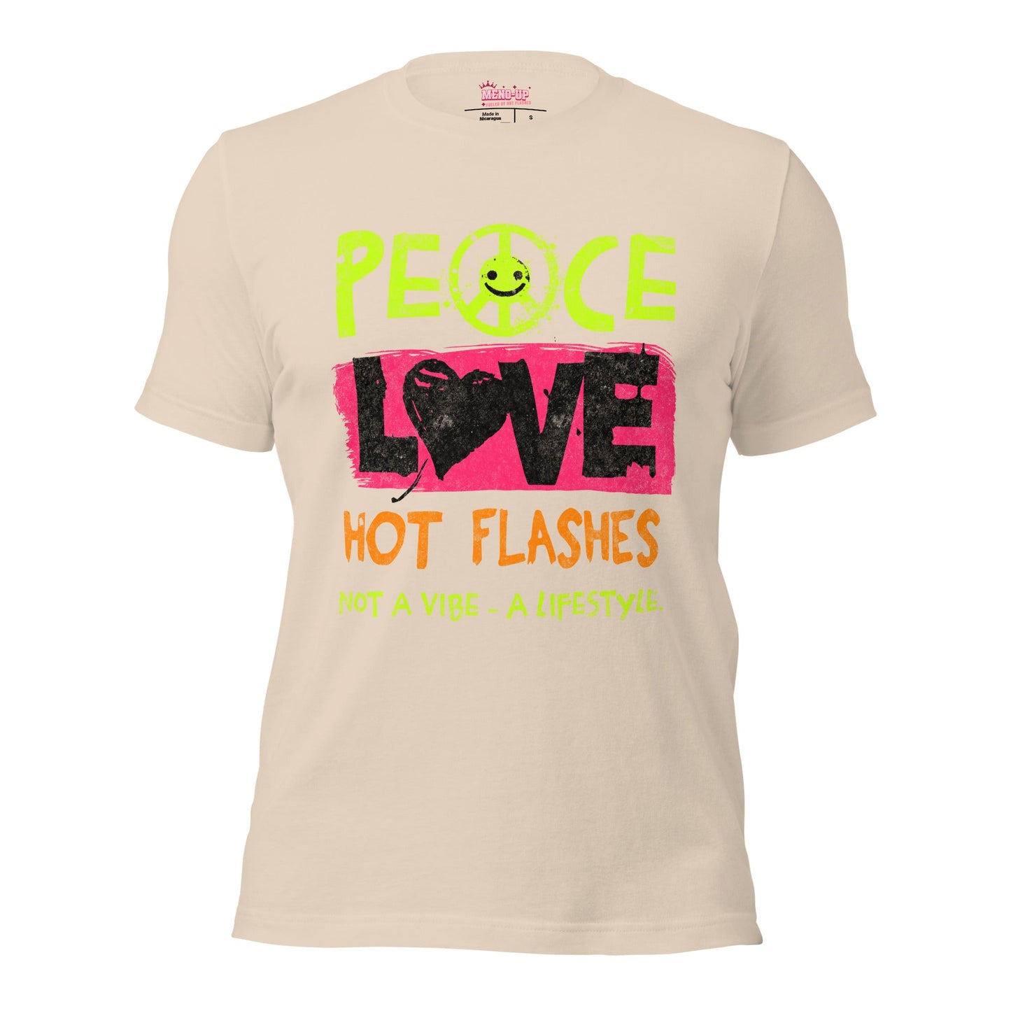 Meno-up Store T-SHIRT Soft Cream / XS Peace Love Hot Flashes T-shirt
