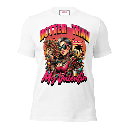 Meno-up Store T-SHIRT Solid White Blend / S Valentin's Edition - Hotter than my valentin Tee