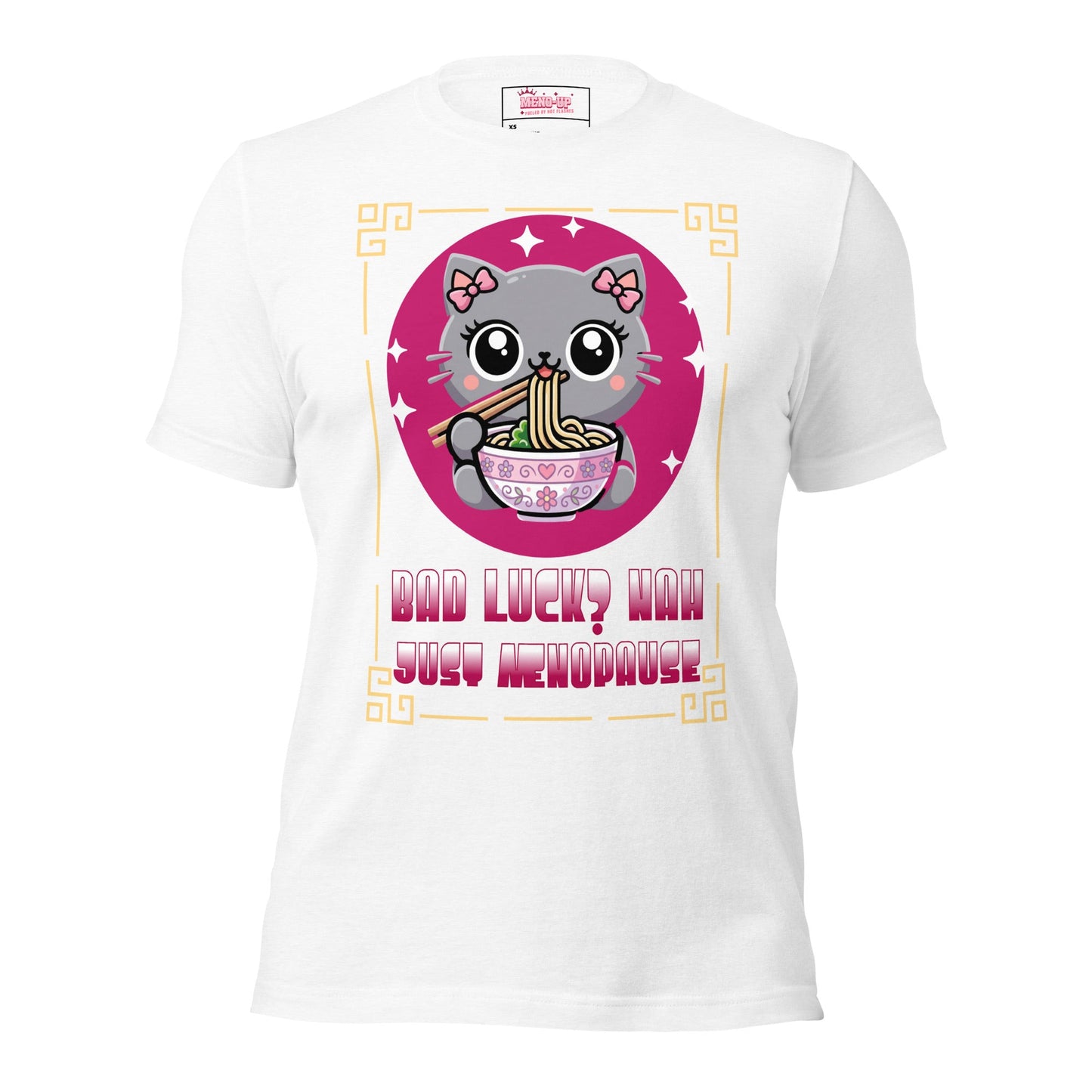 Meno-up Store T-SHIRT Solid White Blend / XS Cute kawai cat menopause - T-shirt