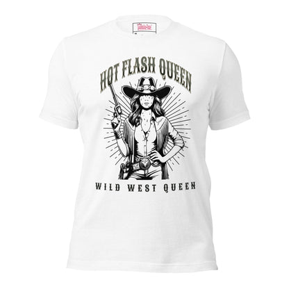 Meno-up Store T-SHIRT Solid White Blend / XS Hot flash queen Wild west - T-shirt