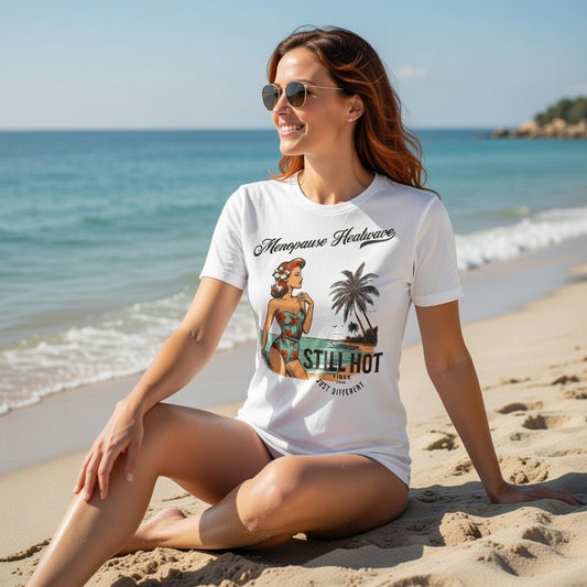 Meno-up Store T-SHIRT Solid White Blend / XS Menopause Heatwave - Still hot just different T-shirt