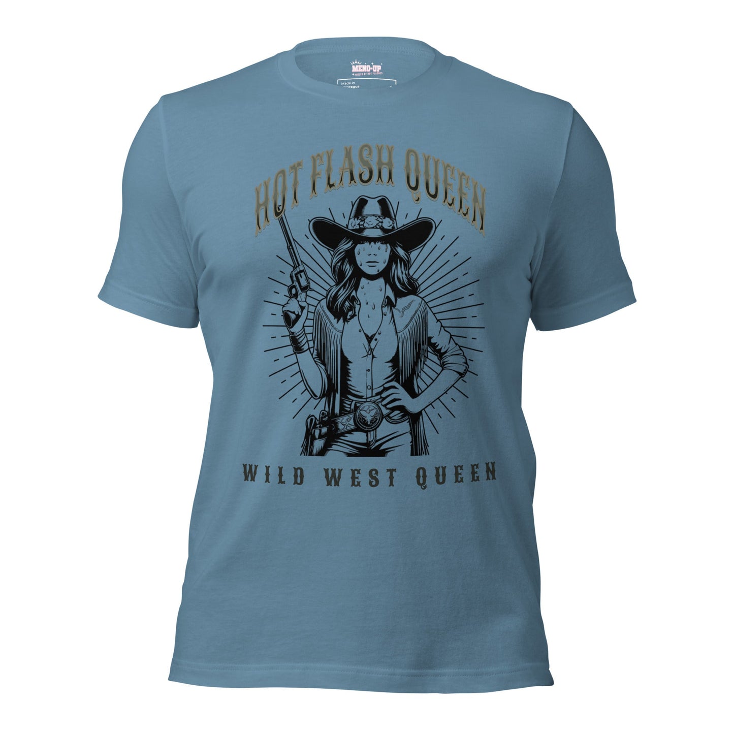 Meno-up Store T-SHIRT Steel Blue / XS Hot flash queen Wild west - T-shirt